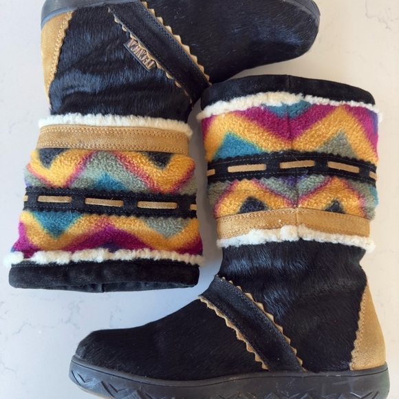 VTG Tecnica Fur/Suede with Fleece Lining colorful pattern made in Italy Size:6.5 - Picture 3 of 5